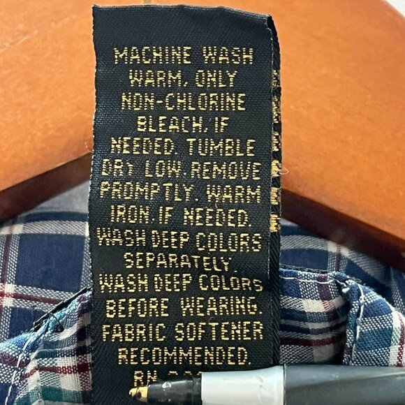 VINTAGE Bill Blass Dress Shirt Mens Size XL Blue Check Plaid Button Up - Picture 6 of 6